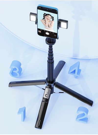 اشتري Phone Tripod & Bluetooth Selfie Stick, Tripod for iPhone with Remote Extendable All-in-1 Travel Light Phone Tripod Stand, Portable Camera Tripod with Cell Phone iPhone Android Camera GoPro, Black في السعودية