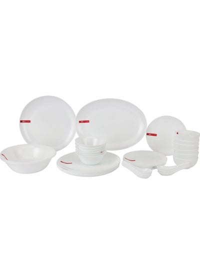 Buy Delcasa 33 Piece Opalware Dinner Set- DC3391/ Includes Oval Plate, Dinner, Flat and Soups Plates, Shallow Bowls and Soup Spoons/ Dishwasher-Safe, Freezer and Microwave Safe in UAE