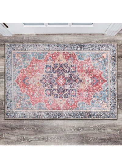 اشتري Traditional Distressed Vintage Stain Resistant Flat Weave Eco Friendly Premium Recycled Machine Washable Area Rug 2'1"X3' Multi في السعودية