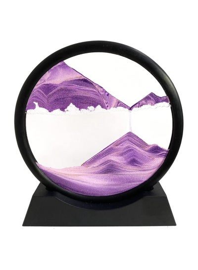 Buy Flowing Sand Painting Moving Sand Art Picture Round Glass 3D Deep Sea Sandscape in Motion Display Flowing Sand Frame Home Office Desktop Decorations Purple in UAE