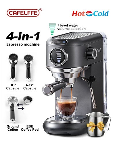 Buy 4 In 1 Espresso Machine Hot Cold Coffee Machine For Nespresso Dolce Gusto ESE Pods And Ground Coffee For Household Hotel And Office 1.1L in Saudi Arabia