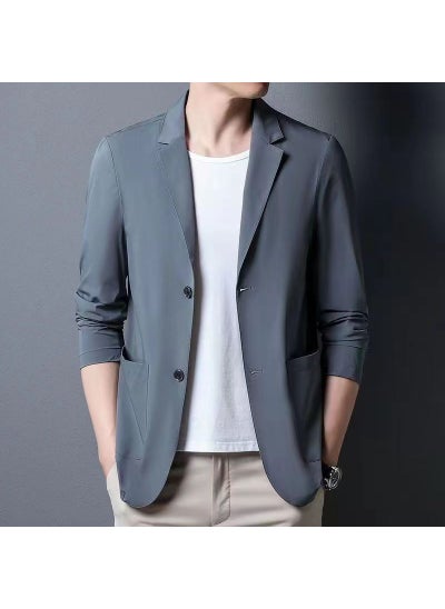 Buy Foreign Trade Spring and Summer Thin Solid Color Mens Casual Small Suit Korean Mens Business Single Western Sunscreen Suit Jacket MenDark gray Dark gray in UAE