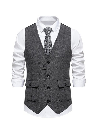 اشتري New men's Retro V-Neck Fake Two Piece Vest في الامارات