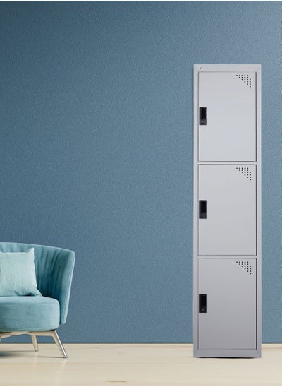 Buy Three doors Steel locker Grey in UAE