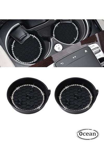 اشتري Car Cup Coaster, 2 PCS Universal Non-Slip Cup Holders Bling Crystal Rhinestone Car Interior Accessories في الامارات