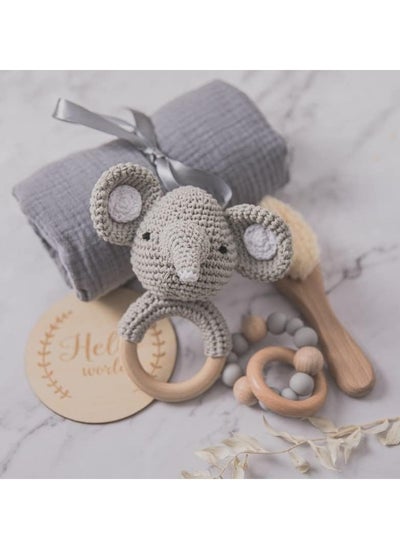 اشتري Baby Gift Set for Newborn - 6 PCS Newborn Baby Essentials Baby Bath Set with Baby Blanket Baby Rattle - New Born Baby Girls & Baby Boy Gifts for Baby Shower في السعودية