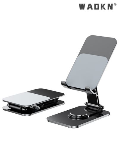 Buy Phone Stand, Premium Metal Phone Holder for Desk, Height Adjustable Mobile Stand Foldable iPhone Holder Compatible with Most Phones, iPhone 15 Pro/Pro Max, Samsung Galaxy, Tablet/iPad Black in UAE