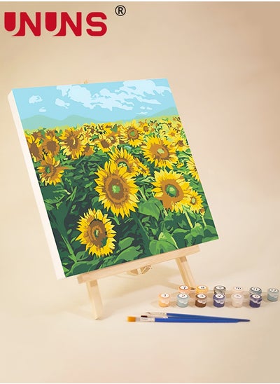 اشتري Framed Paint by Numbers Kit For Beginners,Flowers Acrylic Easy Paint By Number With Frame,Watercolor Paint By Number Kits On Canvas Framed (20x20cm, With Easel) في الامارات