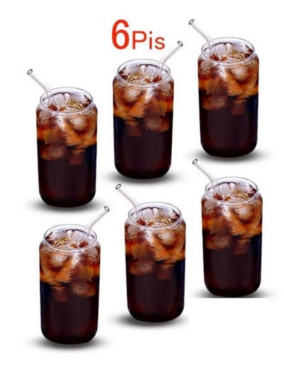 Buy Glass cups with clear glass lollipop 6 pieces in Saudi Arabia