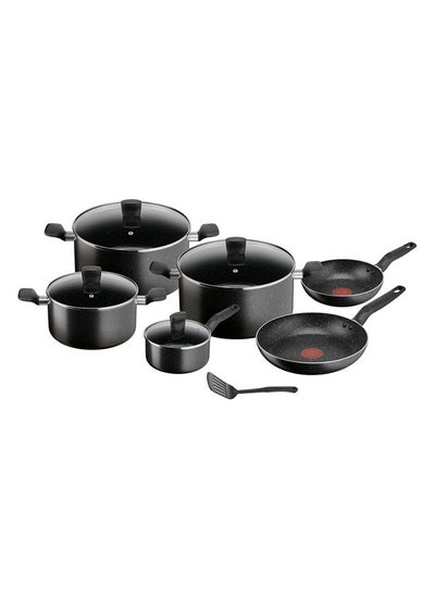 Buy TEFAL Dark Stone 11 pc set, Non-stick, stewpots 22/24/28 cm, saucepan 16 cm, frypans 20/28 cm, slotted spatula, Aluminium, B491BS85 in UAE