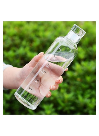 اشتري زجاجة ماء زجاجية بمقياس زمني مع غطاء - زجاجة ماء شفافة - زجاجة مياه عصرية - زجاجة أنيقة - زجاجة محمولة في مصر