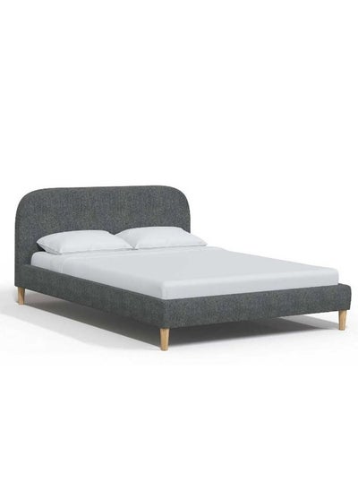 Buy Swedish Wood, MDF and linen Single Bed -  200x100x120 cm  - Grey in Saudi Arabia