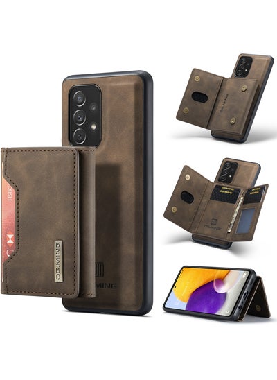 Buy CaseMe Wallet Case for Samsung Galaxy A72 DGMING Premium Leather Phone Case Back Cover Magnetic Detachable with Trifold Wallet Card Holder Pocket - Coffee in Egypt