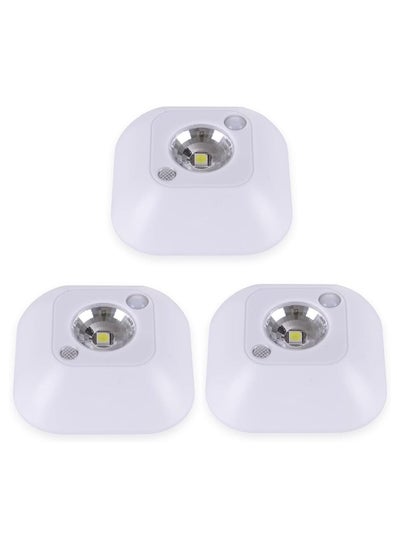 اشتري Motion Sensor Light, Cordless Battery-Powered LED Night Light Self-adhesive, Closet Stair Lights, Puck Lights for Hallway Bathroom Bedroom Kitchen (White - Pack of 3) في الامارات