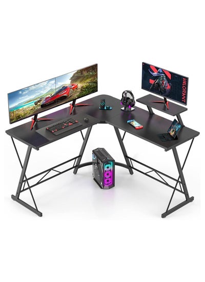 Buy L-Shaped Desk Computer Corner Desk, L Shaped Home Office Desk, Large Gaming Desk Sturdy Writing Desk Writing Workstation, Simple Modern Gaming Desk (Black, 51inch) in UAE