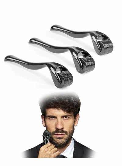 Buy Skin  Roller for Beard Hair Growth, 3 Pcs Beard Roller for Face Body Hair Skin (#0.5mm, Black) in Saudi Arabia