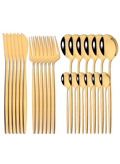 Buy 24 Piece Stainless Steel Flatware Cutlery Set Knife Fork Spoon Teaspoon Flatware Set in Saudi Arabia