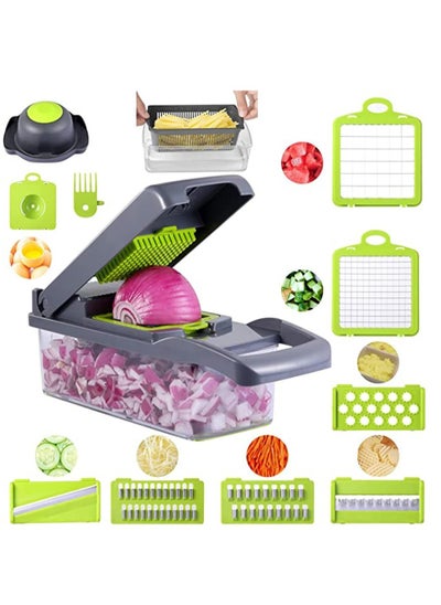 Buy Vegetable Slicer, Vegetable and Fruit Chopper with Multi-functional Interchangeable Blades, Vegetable Divider in Saudi Arabia