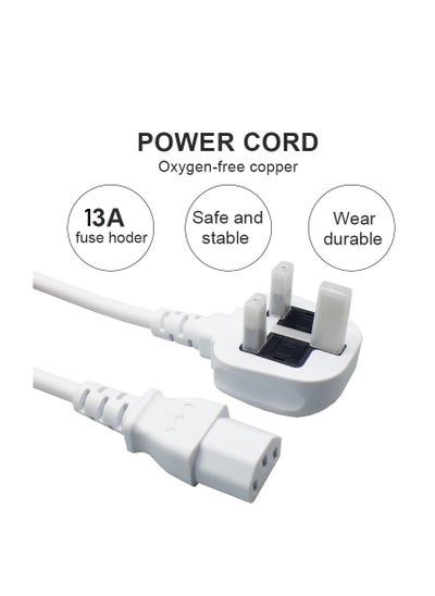 Buy White Desktop Power Cable 250V 13A Monitor Power Cord 3 Pin UK Main Leads Universal AC Power Cord Replacement for PC Computer Printer DKURVE in UAE