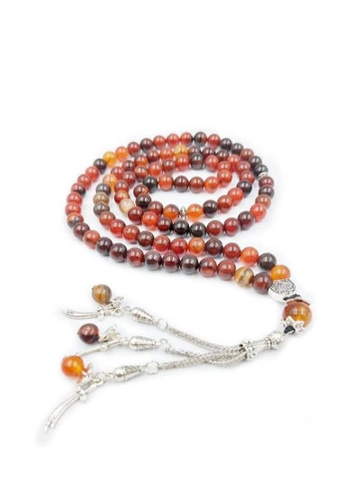 Buy Islamic Prayer Beads Tasbih Red Agate Stone Misbaha Rosary TasbeehRosary Golden Tassel By REBUY (8 mm 99 Beads) in UAE