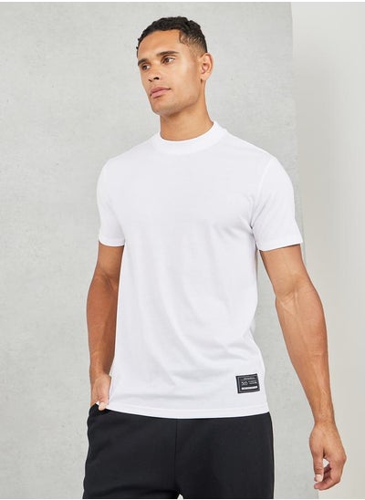 Buy Badge Detail Mock Neck Regular Fit T-Shirt in Saudi Arabia