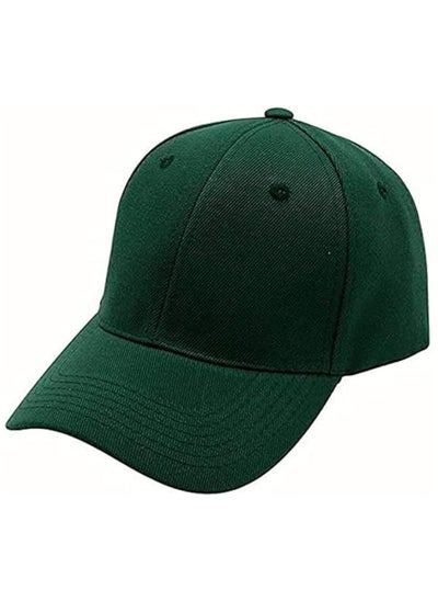 Buy Sports baseball cap cap with back closure, casual summer, unisex, solid color, multi-colored, one size - Dark Green in Egypt