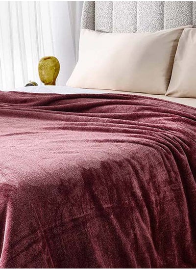 اشتري Melange Blanket, Burgundy - 180x200 cm في الامارات