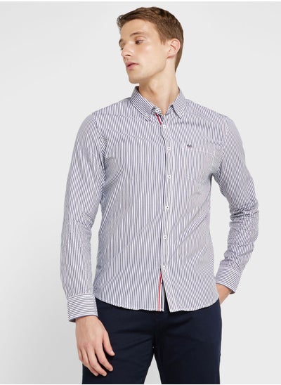 Buy Men Slim Fit Striped Casual Cotton Shirt in UAE