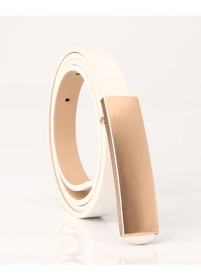 Buy Ladies Smooth Buckle Belt Alloy Mist Surface Fashion Versatile Dress Pu 105cm White in UAE