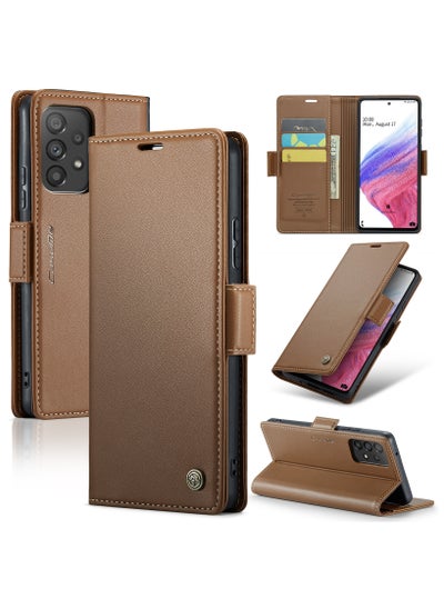 Buy CaseMe Flip Wallet Case For Samsung Galaxy A53 5G RFID Blocking PU Leather Wallet Flip Folio Case with Card Holder Kickstand Shockproof Phone Cover - Brown in Egypt