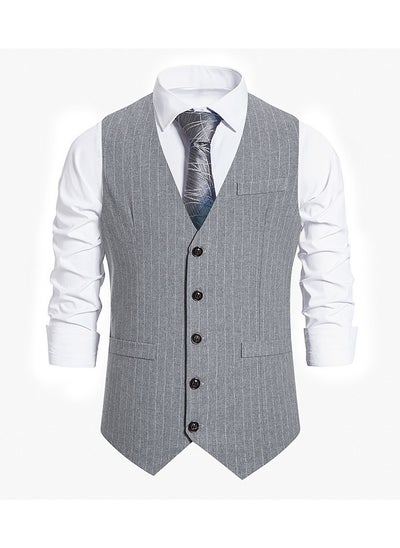 Buy New Casual Striped Single Breasted Men's Suit Vest in Saudi Arabia