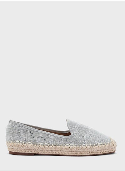 Buy Beige Sequin  Espadrille in UAE