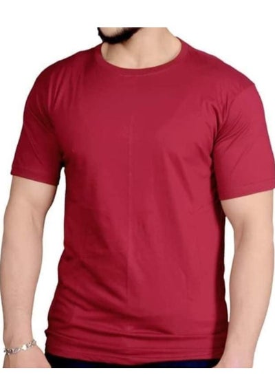 Buy burgundy Basic half sleeve T-shirt in Egypt