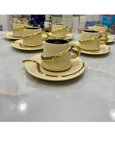 Buy 12-piece porcelain coffee set - Cafe in Gold in Egypt