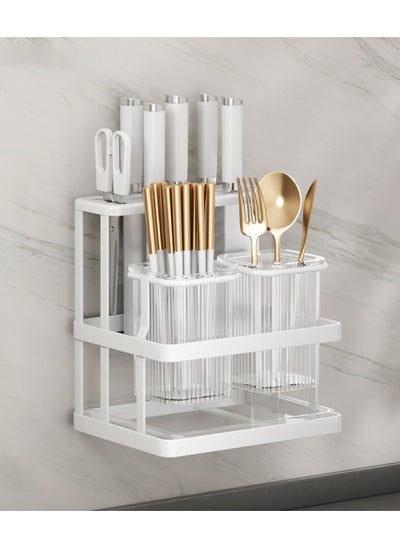 اشتري Cutlery Holder, Metal Flatware Organizer, Spoon Knives Fork holder, Utensils Organizer, Kitchen Organizer for Countertop, Self-Adhesive Wall-Mounted Cutlery Organizer. في الامارات