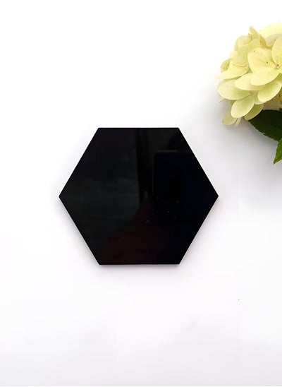 Buy Acrylic Coaster Black Hexagon - 4 Pieces in Egypt