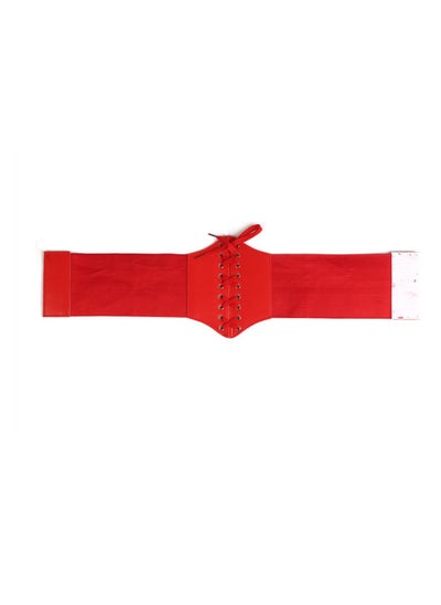 اشتري Plastic Waist Lace-up Women's Super Wide Fashion Korean Palace Waist Seal Red في الامارات