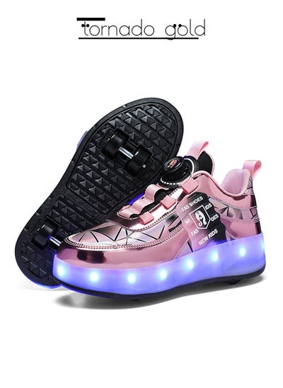 Buy LED Flash Four-wheel Fashion Shiny Sneakers Skates with Wheels and Lightning Soles for Kids Shoes in Saudi Arabia