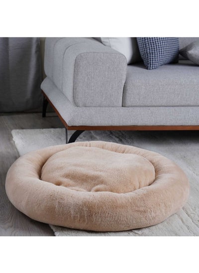 Buy Donut Faux Fur Pet Bed 80 Cm Round -Brown in UAE