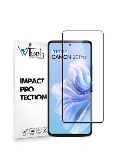 اشتري واقي شاشة من الزجاج المقوى بغطاء كامل من Premium E2E لهاتف Tecno Camon 20 Pro 4G 2023 شفاف / أسود في السعودية