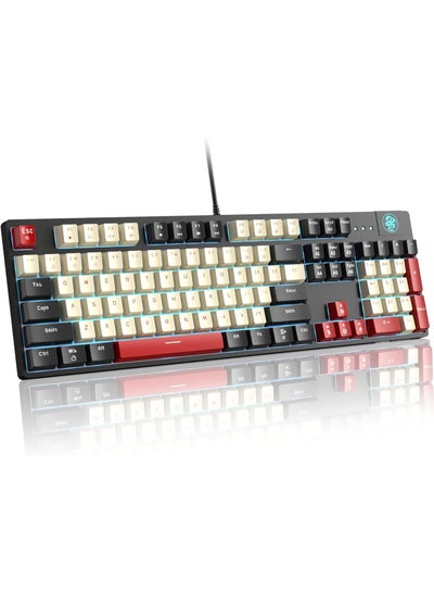 Buy MageGee Mechanical Gaming Keyboard MK-Armor LED Blue Backlit and Wired USB 104 Keys Keyboard with Red Switches, for Windows PC Laptop Game(Black&White) in UAE