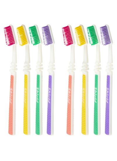 اشتري Shield Care Flex Manual Toothbrush Value Pack, Full Multi-Level Filaments, Medium Bristles for Deep Cleaning, Ideal for Adults - 8 Count (Pack of 1) في الامارات