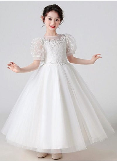 Buy Girls Dress For Wedding Evening Party White Color in UAE