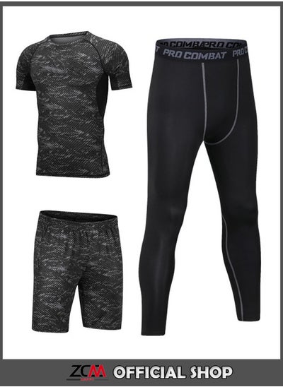 Buy 3-Piece Fitness Running Compression Suit in UAE