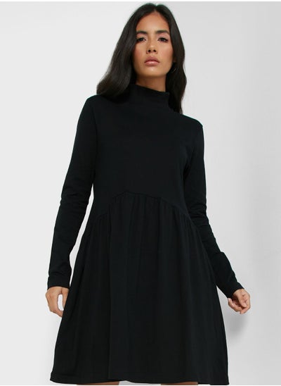 Buy High Neck A Line Pleated Dress in Saudi Arabia