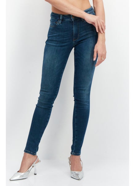 اشتري Women Skinny Fit Washed Denim Jeans, Blue في الامارات