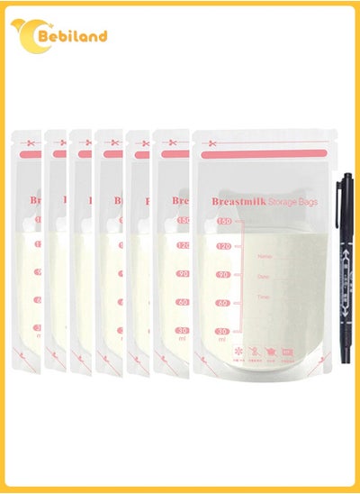 Buy 120 Count 150ml Breastmilk Storage Bags with Pen , Disposable Milk Storage Bag Self Standing, Pre Sterilized, Hygienically Doubled-Sealed, for Refrigeration and Freezing in Saudi Arabia