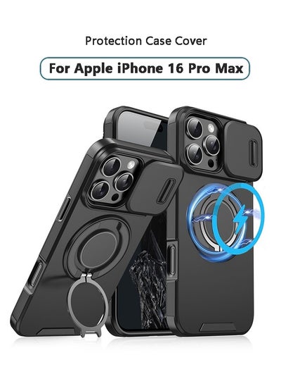 Buy iPhone 16 Pro Max Magsafe Case Cover with Slide Camera Cover, with Build in 360° Invisible Stand, Shockproof  Military Grade Drop Protection Cover Case Magnetic Magsafe Cover for iPhone 16 Pro Max in Saudi Arabia