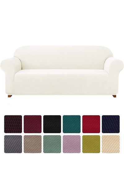 Buy Four Seater Exquisitely Full Coverage Sofa Cover Off White 235-300cm in UAE