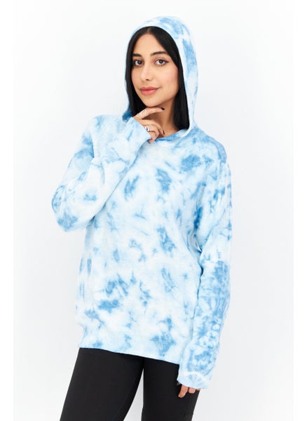 اشتري Women Tie Dye Long Sleeves Hoodies, Blue في السعودية